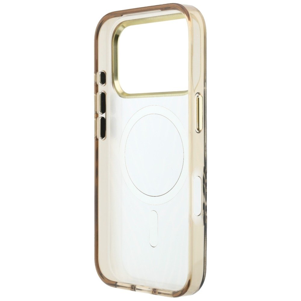 Guess IML Zebra Glitter Triangle Logo MagSafe Aizsargapvalks priekš iPhone 18 Pro Max / iPhone 17 Pro Max / zelts (GUHMP18X6HZPGTLD)