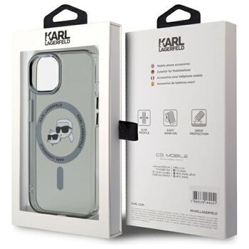 Karl Lagerfeld KLHMP15SHLSKCK Hardcase IML Metal Karl&Choupette Head Aizsargapvalks priekš iPhone 15 6.1