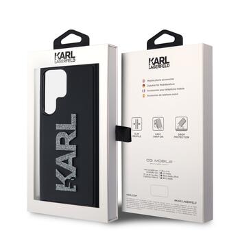 Karl Lagerfeld 3D Rubber Glitter Logo Aizsargapvalks priekš Samsung Galaxy S24 Ultra / melns (KLHCS24L3DMBKCK)