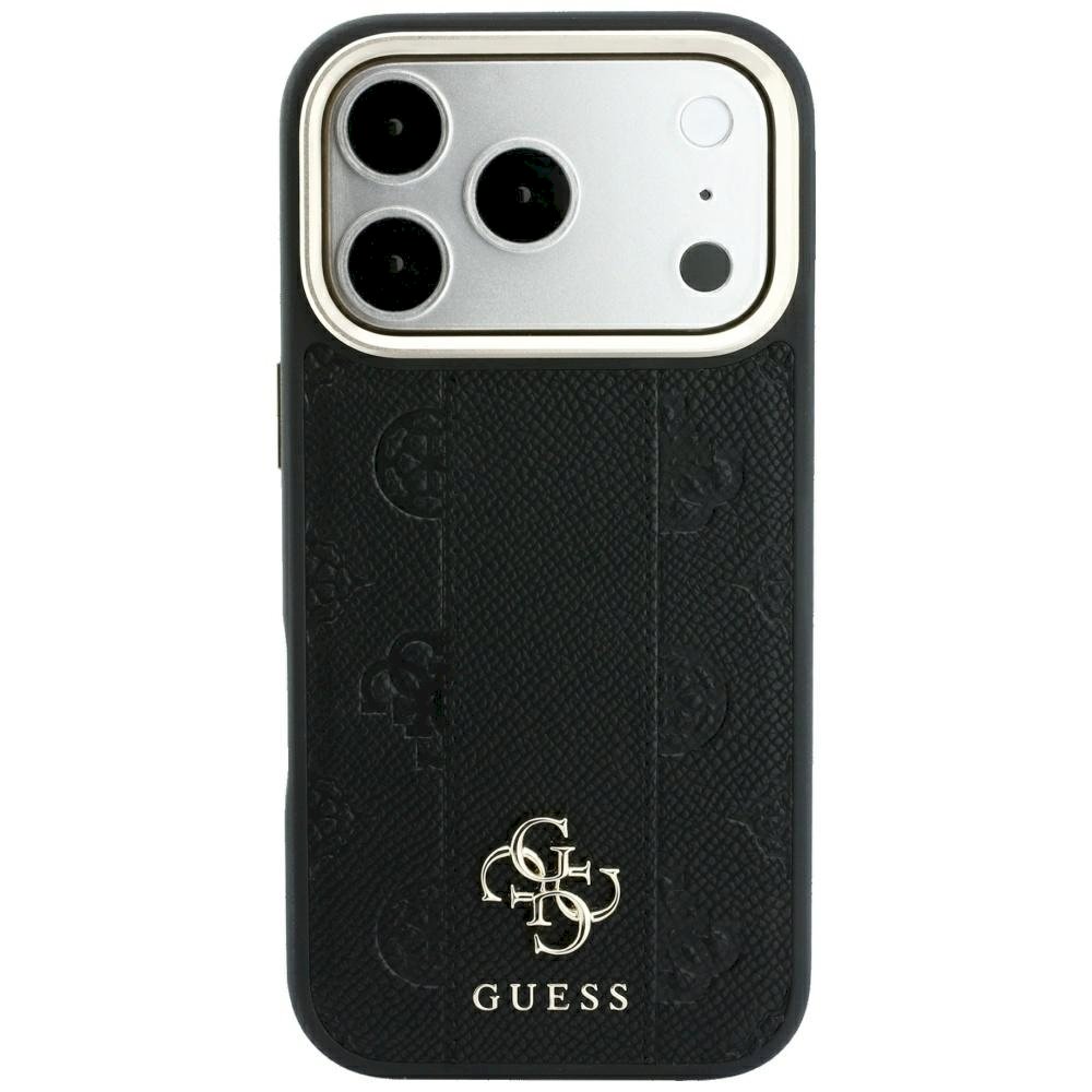 Guess Stripe Peony 4G Logo MagSafe Aizsargapvalks priekš iPhone 18 Pro Max / iPhone 17 Pro Max / melns (GUHMP18X6PGSU4EK)