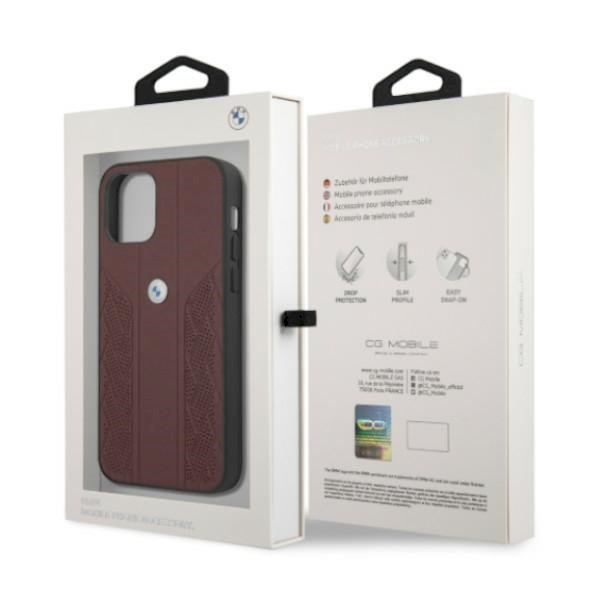 BMW BMHCP12MRSPPR Leather Curve Perforate Aizsargapvalks priekš iPhone 12 / 12 Pro 6,1