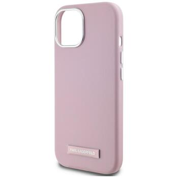Case Karl Lagerfeld FW Metal Plate MagSafe Защитный чехол для iPhone 15 / розовый (KLHMP15SPGMSRPP)