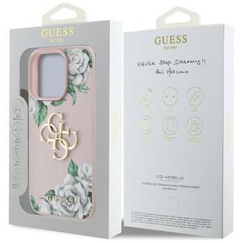 Case Guess Grained Roses Big 4G logo Защитный чехол для iPhone 16 Pro Max / розовый (GUHCP16XPGROP4MP)
