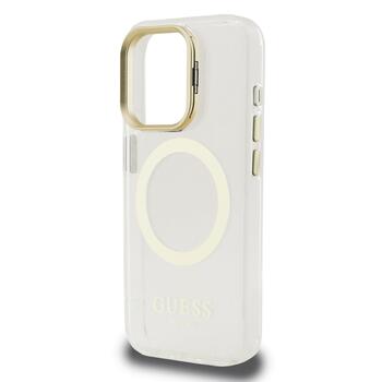 Guess IML Gold Outline Stand Camera Frame MagSafe Case Чехол для Apple iPhone 15 Pro (GUHMP15LHTRMSFD)