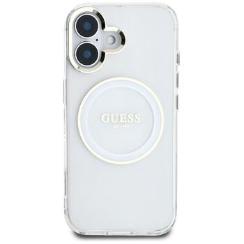 Case Guess IML Metal Colored Circle Classic Logo MagSafe Защитный чехол для iPhone 16 / белый (GUHMP16SHTDRCEDH)