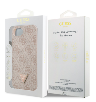 Guess PU 4G Strass Triangle Metal Logo Case Чехол для Apple iPhone 16e (GUHCPSE4P4TDPP)