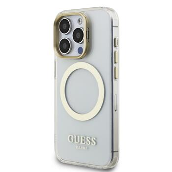 Guess IML Gold Outline Stand Camera Frame MagSafe Case Чехол для Apple iPhone 15 Pro (GUHMP15LHTRMSFD)