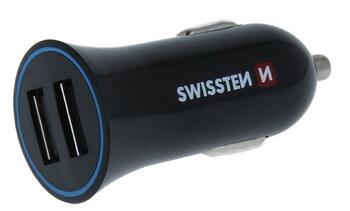 Swissten Auto Lādētājs 12 / 24V / 1A + 2.1A + USB-C Datu Kabelis 1m (SW-CCH-2.4ATYPC-B)