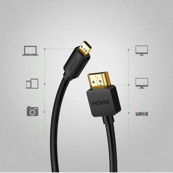 UGREEN HD127 HDMI - micro HDMI HDMI kabelis 1.5m (HDMI 2.0 4K@60Hz) / melns (UG-30102)