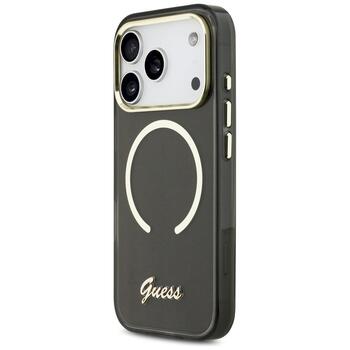 Case Guess IML Script Metal MagSafe Защитный чехол для iPhone 17 Pro Max / чёрный (GUHMP17X5HTCSMSK)