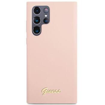 Guess GUHCS23LLSLMGPP Hardcase Silicone Script Metal Logo Защитный чехол для Samsung Galaxy S23 Ultra S918 / розовый (GUHCS23LLSLMGPP)