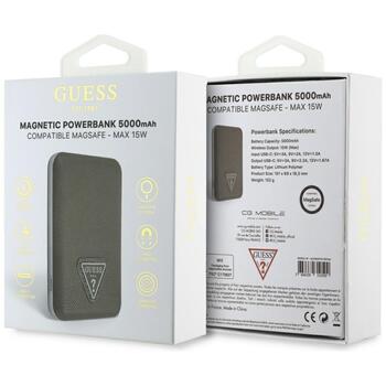 Guess Grained Triangle Зарядная батарея 5000mAh 15W USB-C MagSafe Inductive / коричневый (GUPB5FPGTSPSW)