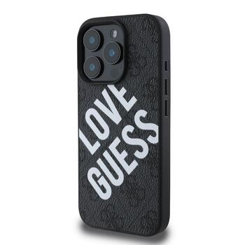 Guess PU Leather 4G Big Love Logo MagSafe Case Защитный чехол для iPhone 16 Pro / чёрный (GUHMP16LP4PLGWK)
