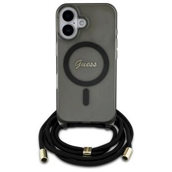 Guess GUHMP16SHCTSGNSK Hardcase Crossbody Cord Script MagSafe Aizsargapvalks priekš iPhone 16 6.1