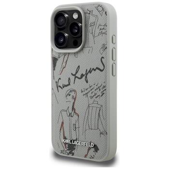 Karl Lagerfeld Grained Pattern & Logo MagSafe Case Защитный чехол для iPhone 16 Pro / серый (KLHMP16LPGGRMPKG)