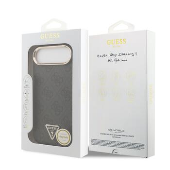 Guess PU Leather 4G Strass Triangle Logo Gold Frame MagSafe Case Защитный чехол для iPhone Air / чёрный (GUHMP17MP4GTDGMK)