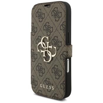 Guess Book 4G Metal Logo Case Aizsargapvalks priekš iPhone 17 Pro / brūns (GUBKP17L4GMGBR)