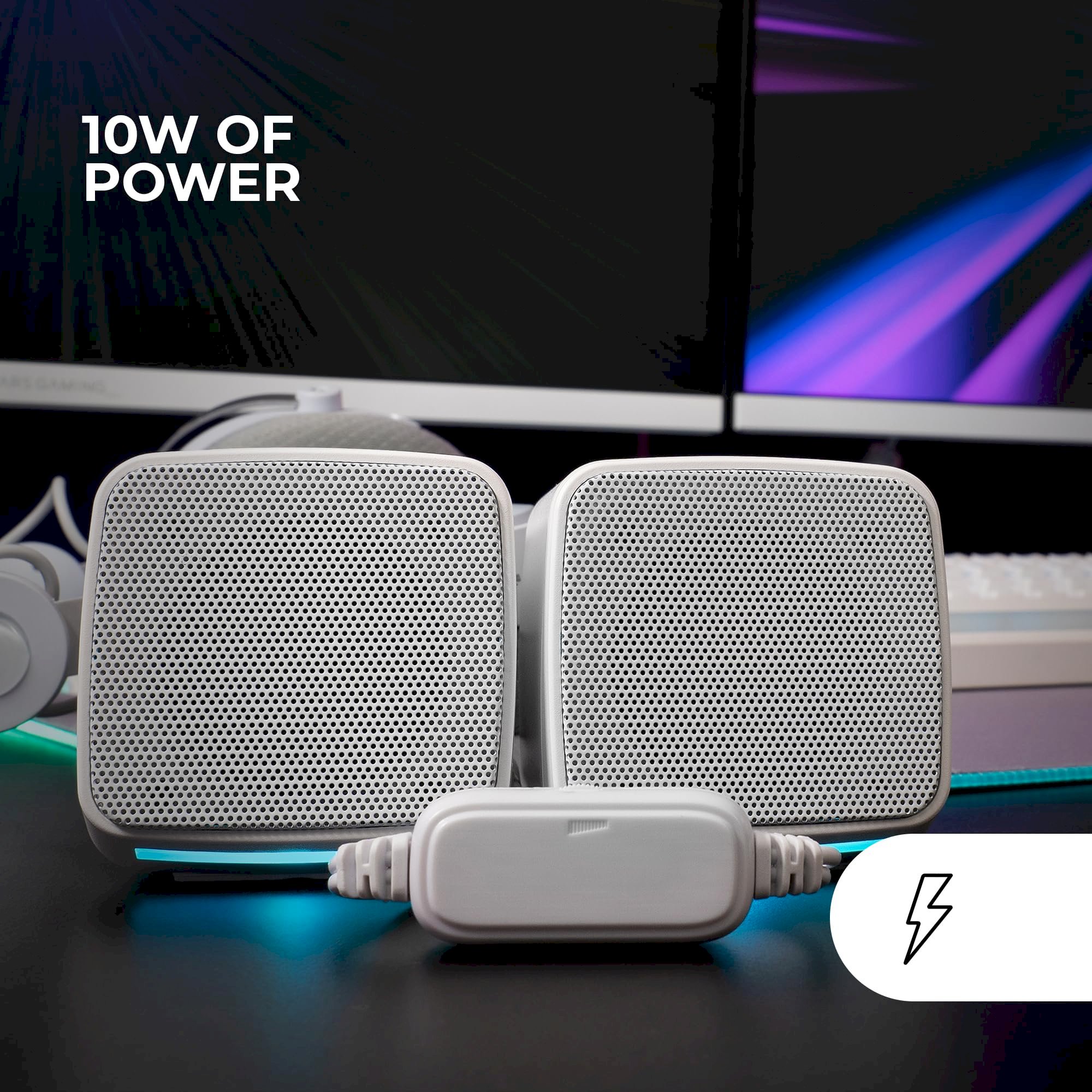 Mars Gaming MSPROW Stereo datoru skaļruni 10W / balts (MSPROW)