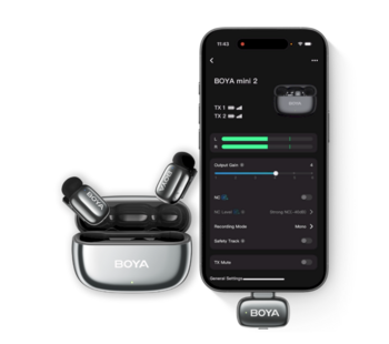 BOYA Mini 2-02 USB-C Wireless Microphone Set Bezvadu mikrofonu komplekts (2TX 1xRX) / 2.4GHz / 48kHz/24bit (Space Grey) (BOYA-mini-2-02-SG)