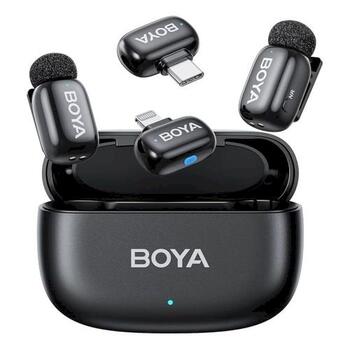 BOYA Mini 2-01 Lightning + USB-C Wireless Microphone Set Bezvadu mikrofonu komplekts (2xTX 2xRX) / 2.4GHz / 48kHz/24bit (BOYA-mini-2-01)