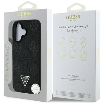 Case Guess Grained Hot Stamp Peony Triangle Logo MagSafe Защитный чехол для iPhone 16 / чёрный (GUHMP16SPGBTMK)