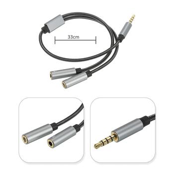 RoGer SP35Y Audio adapteris / dalītājs 2x 3.5mm stereo + mikrofons / 4 pin (RO-SP35Y-GR)