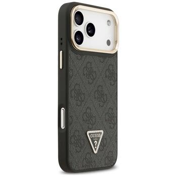 Case Guess 4G PU Triangle Logo & Stand Camera Magsafe Aizsargapvalks priekš iPhone 17 Pro Max / melns (GUHMP17XPCS4GPTK)