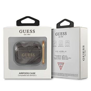 Guess GUA3UNMK Marble Collection Aizsargapvalks priekš AirPods 3 / melns (GUA3UNMK)