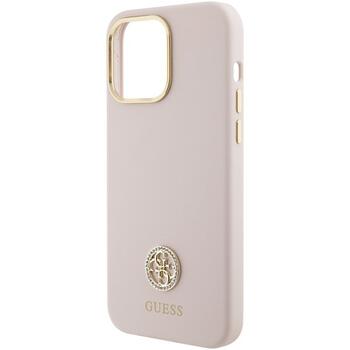 Guess Silicone Logo Strass 4G Back Case Защитный Чехол для Apple iPhone 15 Pro Max (GUHCP15XM4DGPP)