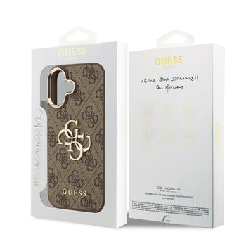 Guess PU Leather 4G Metal Logo Gold Frame Case Защитный чехол для iPhone 17 / коричневый (GUHCP17S4GMGCBR)