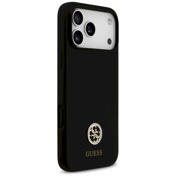 Guess Silicone Logo Strass 4G MagSafe Case Aizsargapvalks priekš iPhone 17 Pro Max / melns (GUHMP17XM4DGPK)