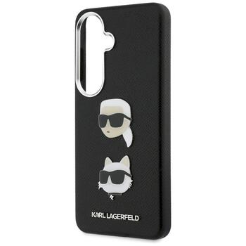 Karl Lagerfeld Saffiano Double Heads Metal Aizsargapvalks priekš Samsung Galaxy S26 / melns (KLHCS26SPSFDHPOK)