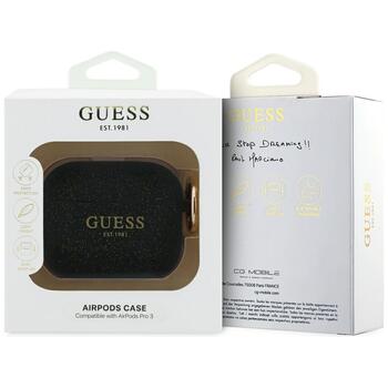 Guess Silicone Glitter Ring Case Защитный чехол для AirPods Pro 3 / чёрный (GUAP3SGGEK)