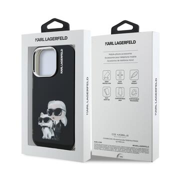 Karl Lagerfeld IML Aquarelle Karl and Choupette Защитный чехол для iPhone 15 Pro / чёрный (KLHCP15LHMKCAQK)