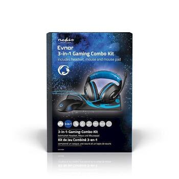 Nedis GCK31100BK Kombinētais spēļu komplekts 3-in-1 (Austiņas, pele un peles paliktnis) melns/zils (GCK31100BK)