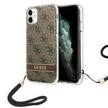 Guess GUOHCN61H4STW Hardcase 4G Print Strap Aizsargapvalks priekš iPhone 11 / brūns (GUOHCN61H4STW)