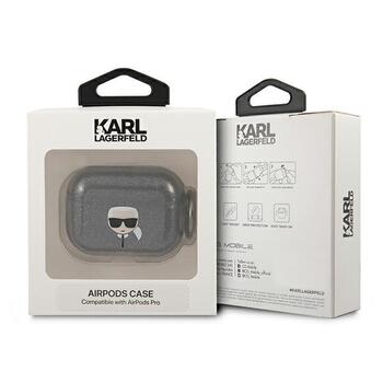 Karl Lagerfeld KLAPUKHGK AirPods Pro Cover Защитный чехол для AirPods Pro Glitter Karl`s Head / чёрный (KLAPUKHGK)