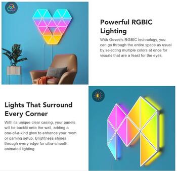 Govee B6067 Tri-Angle RGBIC LED Smart Panel Bluetooth / Wi-Fi / 10pcs (B6067301)