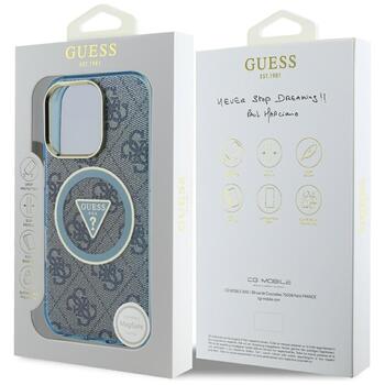 Case Guess IML Metal Glitter 4G Circle Triangle MagSafe Защитный чехол для iPhone 16 Pro Max / синий (GUHMP16XHG4PRTGB)