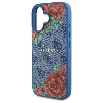 Guess GUHMP16SP4ROPEMCB Hardcase 4G Flowers Print MagSafe Aizsargapvalks priekš iPhone 16 6.1