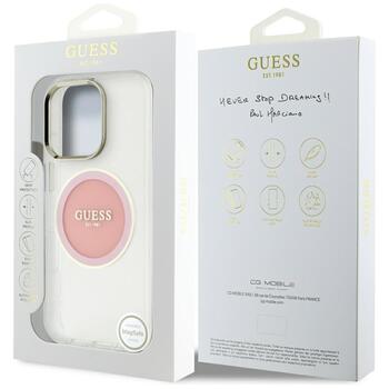 Guess IML Metal Colored Circle Classic Logo MagSafe Case Aizsargapvalks priekš iPhone 16 Pro Max / rozā (GUHMP16XHTDRCEDP)