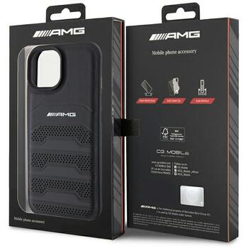 AMG Leather Debossed Lines Back Case Aizsargapvalks Priekš Apple iPhone 15 Plus (AMHCP15MGSEBK)