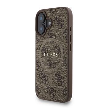 Guess PU Leather 4G Colored Ring Strap MagSafe Case Защитный чехол для iPhone 16 / коричневый (GUHMP16SP4GREGSW)