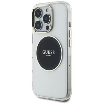 Case Guess IML Metal Colored Circle Classic Logo MagSafe Aizsargapvalks priekš iPhone 16 Pro Max / melns (GUHMP16XHTDRCEDK)