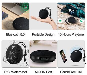 Wise Tiger C200 Bluetooth bezvadu skaļrunis 5W / IPX7 / TWS / 800mAh (WT-C200BK)