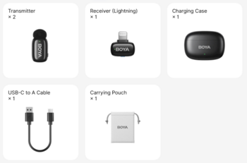 BOYA Mini 2-03 Lightning Wireless Microphone Set Bezvadu mikrofonu komplekts (2TX 1xRX) / 2.4GHz / 48kHz/24bit (BOYA-mini-2-03)