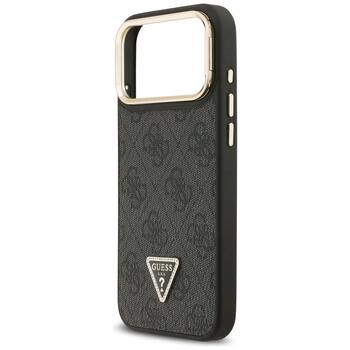 Case Guess 4G PU Triangle Logo & Stand Camera Magsafe Aizsargapvalks priekš iPhone 17 Pro Max / melns (GUHMP17XPCS4GPTK)