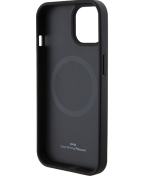 BMW Magsafe Leather Hot Stamp Case Защитный Чехол для Apple iPhone 15 Plus (BMHMP15MSLLBK)