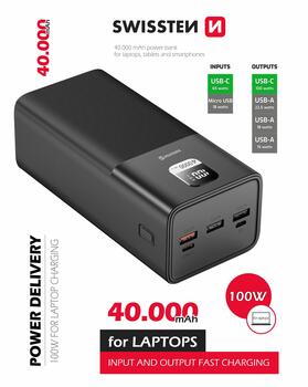 Swissten Power Line Power Bank 40 000 mAh 100W (22013941)