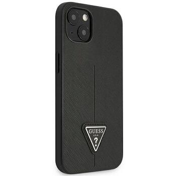 Guess GUHCP14MPSATLK Hardcase Saffiano Triangle Logo Aizsargapvalks priekš iPhone 14 Plus/15 Plus 6.7